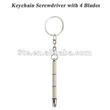 Promotional Keychain Screwdrivers with 4 Blades,Optical Gift
